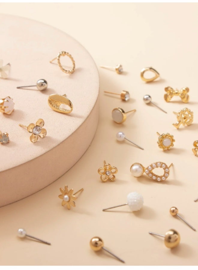 شي إن 30 زوجًا من الأقراط بتصميم شجرة وزهور | هدية عيد الأم والفالنتاين | أقراط معدنية أنيقة | مناسبة للمناسبات الخاصة - Image 3