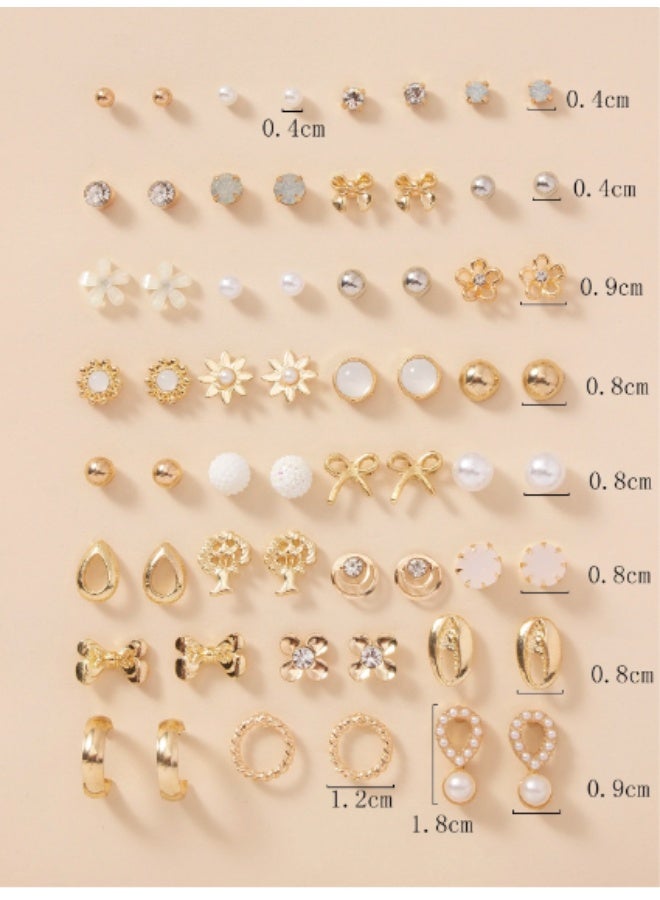 شي إن 30 زوجًا من الأقراط بتصميم شجرة وزهور | هدية عيد الأم والفالنتاين | أقراط معدنية أنيقة | مناسبة للمناسبات الخاصة - Image 5