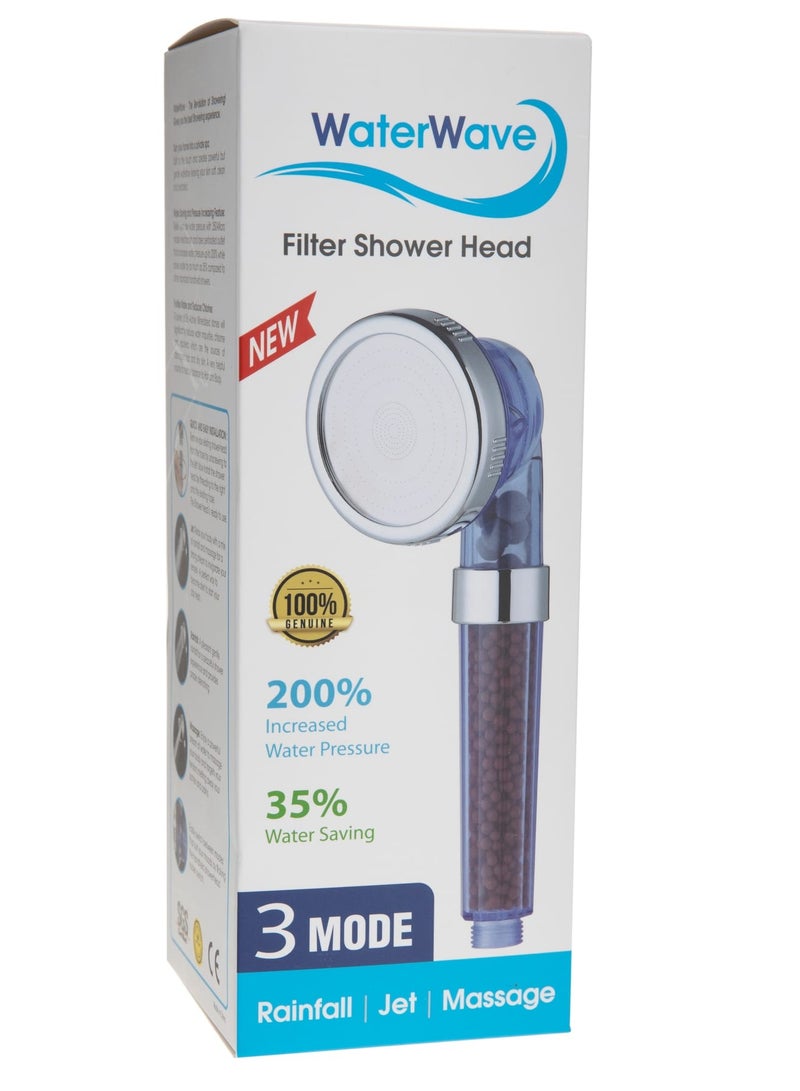 WaterWave Stainless Steel Three Function Shower Head - Image 2