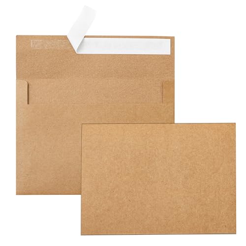 Silunkia Brown Blank Thank You Cards and Envelopes 4.25 x 5.5 Heavyweight Flat Cardstock and A2 Envelopes Printable Self Seal 20 Packs for Wedding Invitations, Party, Graduations - Image 1