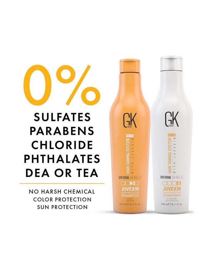 GK Hair Global Keratin Uv Color Shield Shampoo And Conditioner 240 Ml - Deep Cleansing Color & Sun Heat Protection For Color Treated Dry Damage Frizzy Hair - Sulfate Free - Image 2