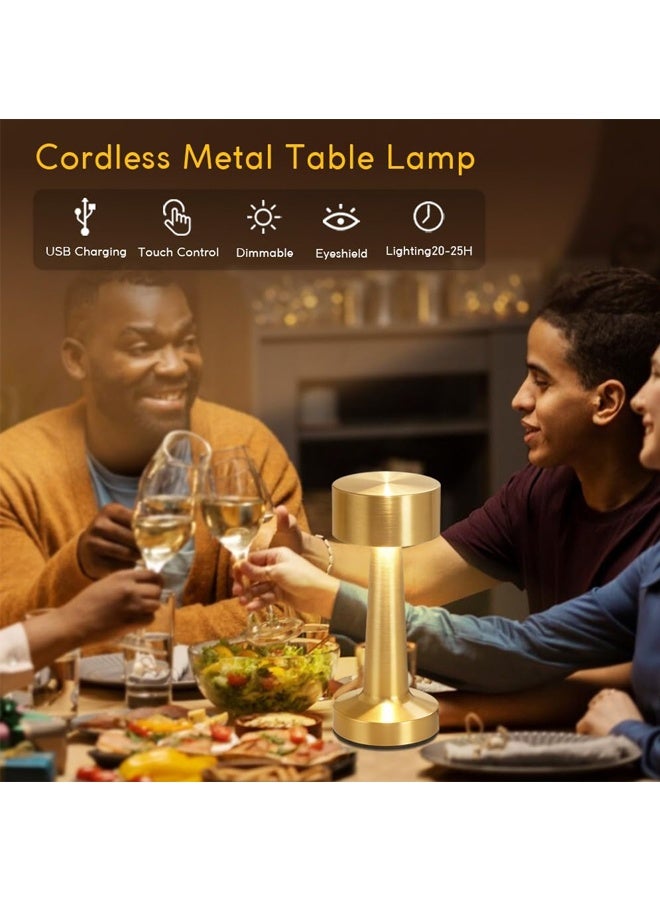مصباح جدول LED المحمول ، 3 مستويات سطوع مصباح المكتب المعدني ، 3 لون لمس التحكم مصباح قابل للشحن ، مصباح جنب السرير المثالي للكشك الليلي ، غرفة النوم ، غرفة المعيشة (الذهبية) - Image 5