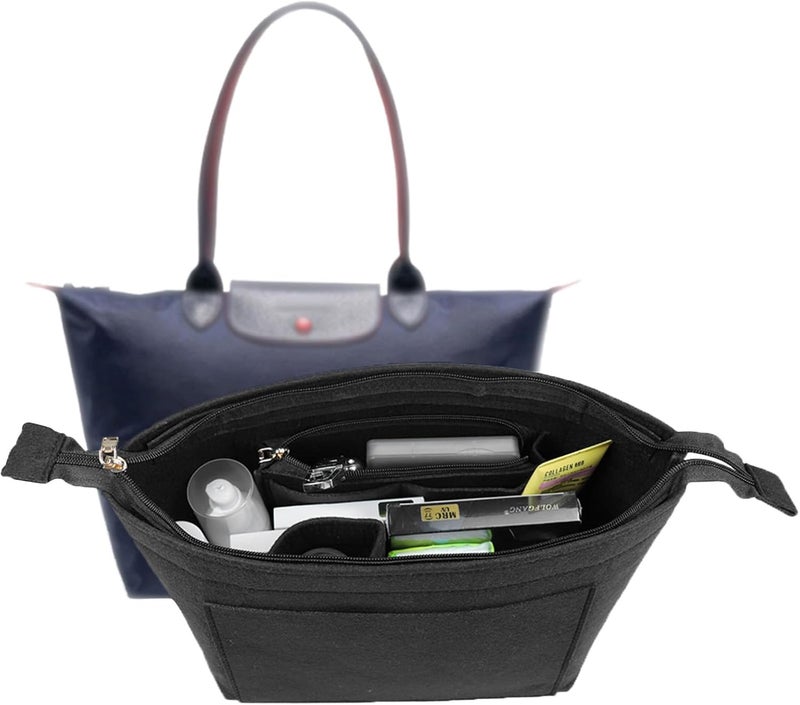 Lckaey منظف حقيبة اليد إدراج لـ Longchamp منظف حقيبة إدراج لحقيبة Longchamp Le Pliage منظف كبير بلون البيج - Image 1