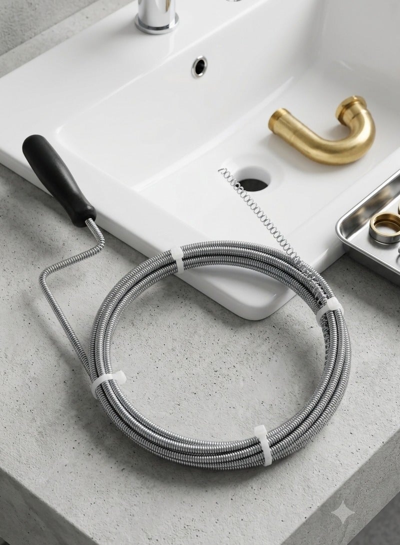 Drain Cleaning 7 Meter Long Spring Wire Waste Pipe Unblocker with Snake Like Flexible Steel Body - Image 1