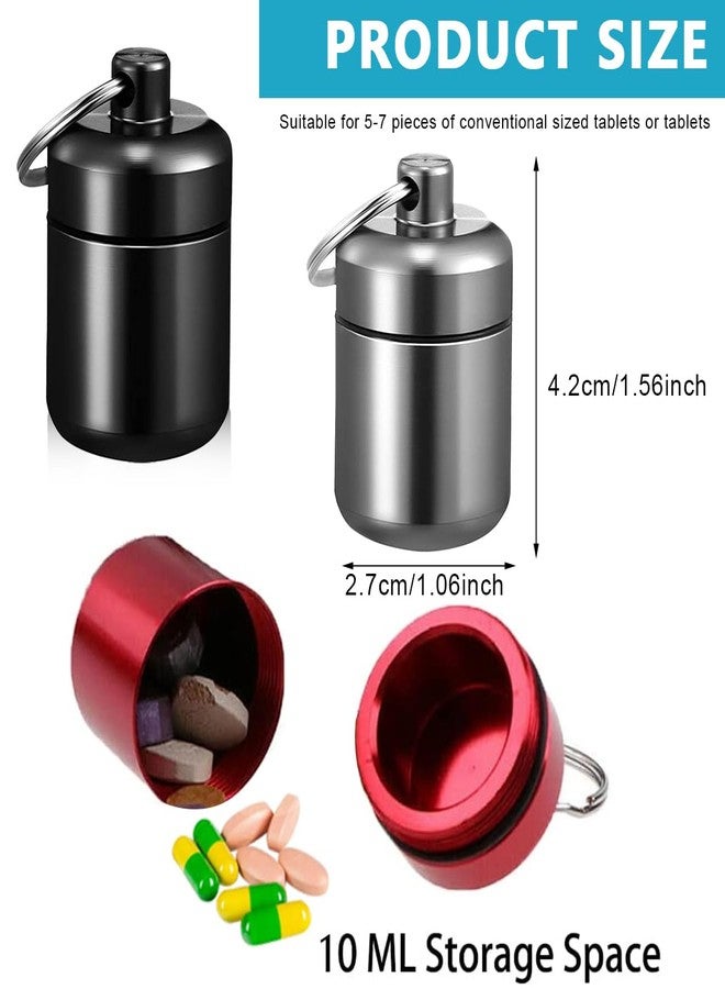 HANNEA® 3PCS Mini Aluminum Keychain Medication Pill Box, Waterproof Mini Metal Pill Holder Medicine Bottle for Outdoor, Travel, Camping, Style A - Image 2