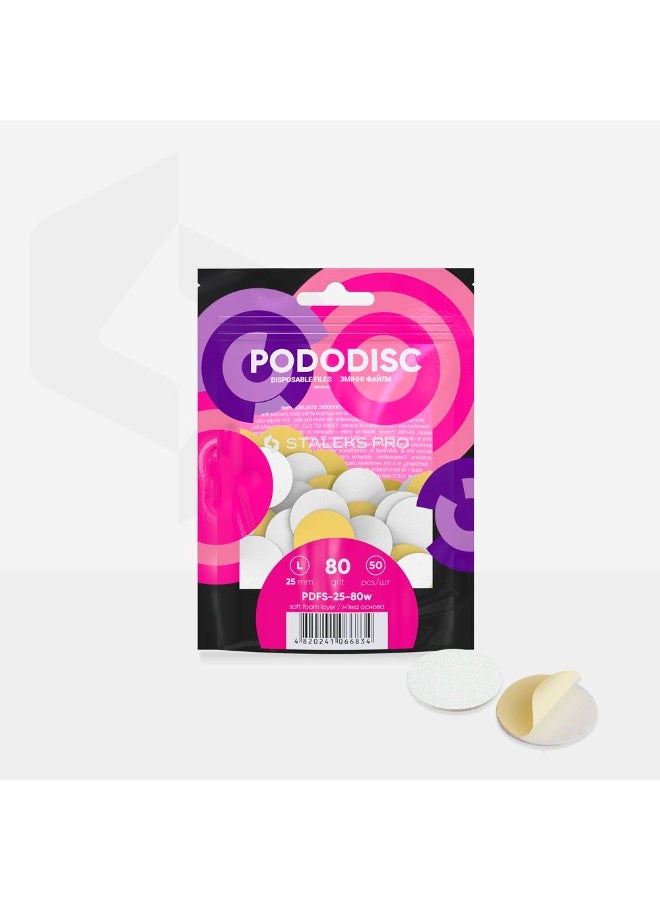 STALEKS PRO Disposable white files on soft foam layer for pedicure disc - PODODISC L EXPERT | 80 grit (50 pcs) - Image 3