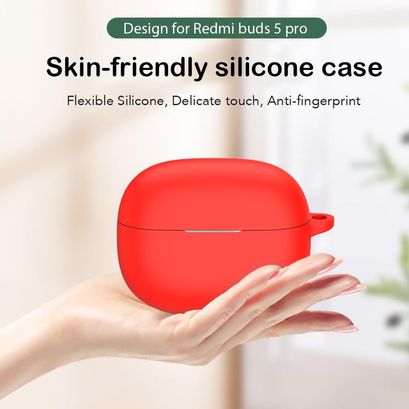 USTIYA Case for Redmi Buds 5 Pro Protective Silicone Case with Keychain Cover (Red) - Image 5