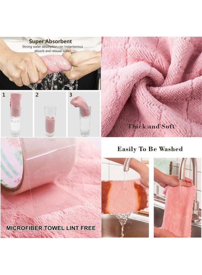 SAOYOAS Microfiber Kitchen Washcloths, Super Absorbent Coral Velvet Dishtowels, Premium Table Cleaning Cloths, Non-Stick Oil Quick Dry Dish Towels, Soft Tea Towels, 10 Pack - Image 3
