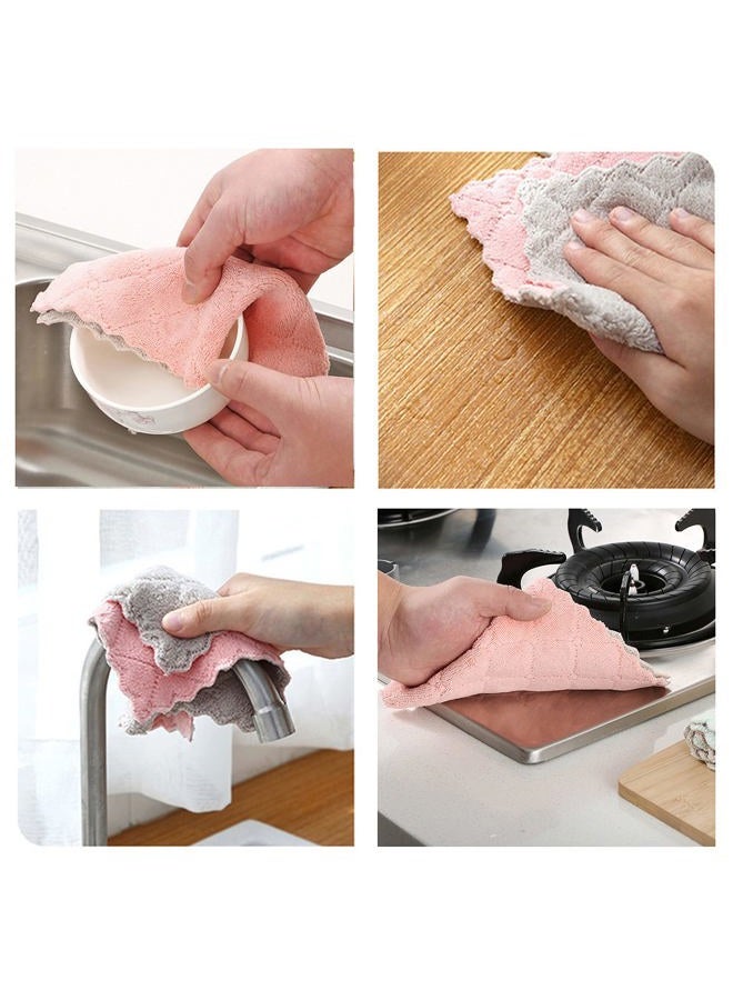 SAOYOAS Microfiber Kitchen Washcloths, Super Absorbent Coral Velvet Dishtowels, Premium Table Cleaning Cloths, Non-Stick Oil Quick Dry Dish Towels, Soft Tea Towels, 10 Pack - Image 5