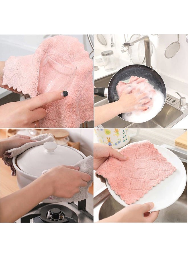 SAOYOAS Microfiber Kitchen Washcloths, Super Absorbent Coral Velvet Dishtowels, Premium Table Cleaning Cloths, Non-Stick Oil Quick Dry Dish Towels, Soft Tea Towels, 10 Pack - Image 4