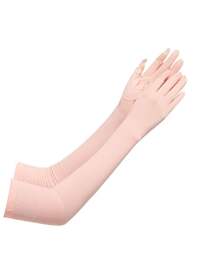 1 pair of summer long sun protection gloves, women's driving gloves, uv protection gloves, white - Image 1
