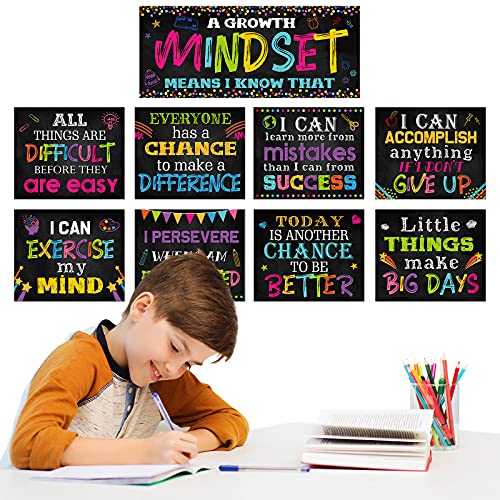 Marspark 9 Pcs Classroom Motivational Posters Growth Mindset Banner Inspirational Bulletin Board Positive Classroom Decoration for School Wall Art, Elementary Middle High School(Black) - Image 5