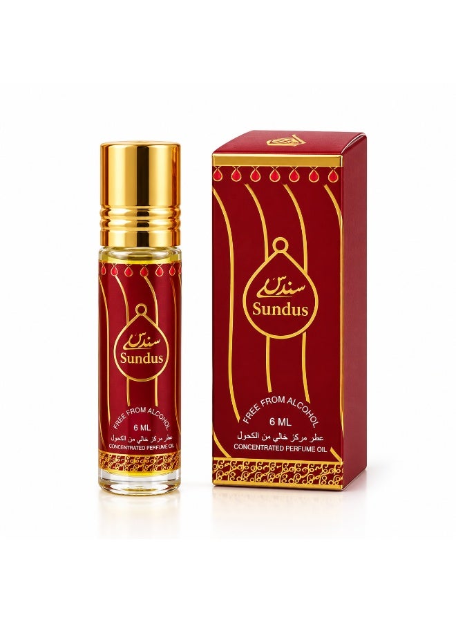 ارض العطور سندس من ارض العطور – زيت عطر مركز خالٍ من الكحول، عطر شرقي طويل الثبات، عبوة 6 قطع رول أون 6 مل - Image 2