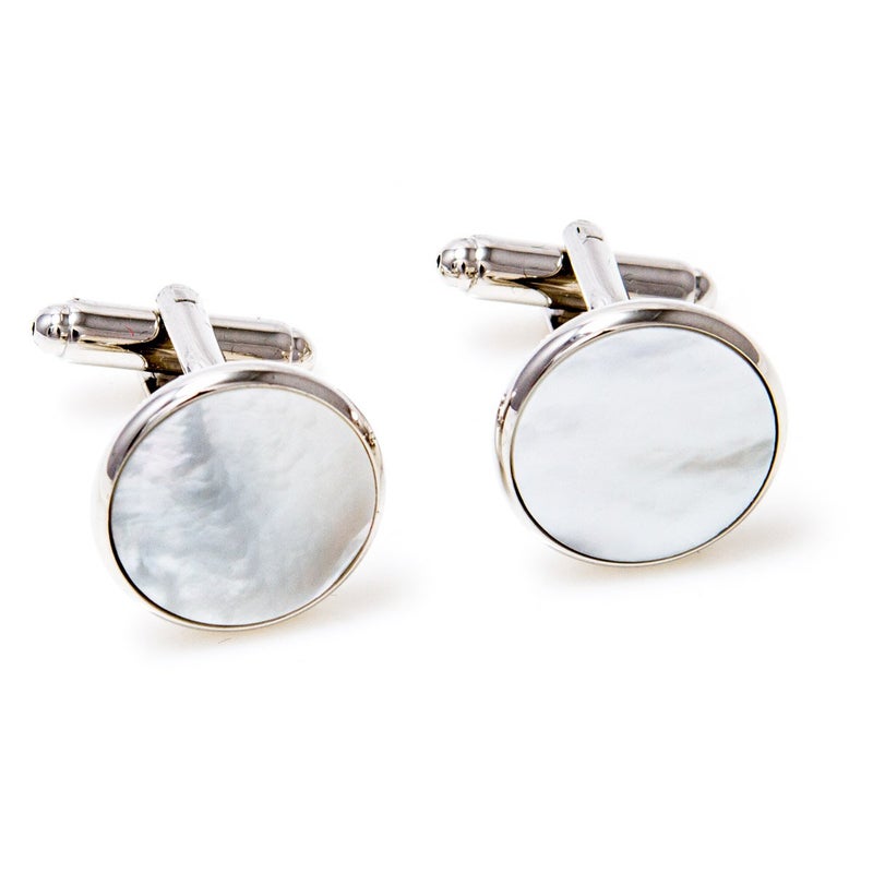 MRCUFF Mother of Pearl Cufflinks and Studs Tuxedo Set in a Presentation Gift Box & Polishing Cloth - Image 3