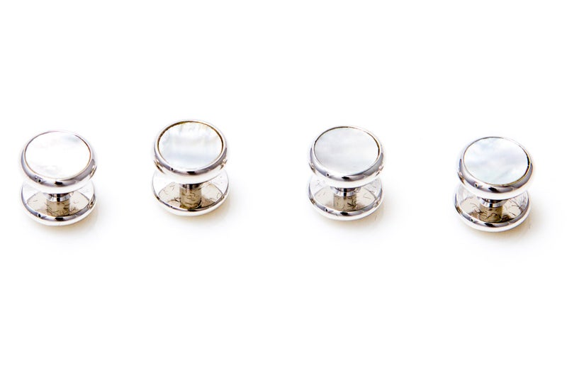 MRCUFF Mother of Pearl Cufflinks and Studs Tuxedo Set in a Presentation Gift Box & Polishing Cloth - Image 4