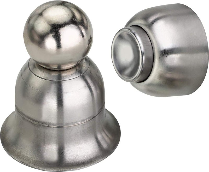 MHS Stainless Steel Magnetic Door Stopper Catcher Magnet Holder 360 Angle Hold with Screw Fittings Bell Steel Matt Pack of 2 - Image 3