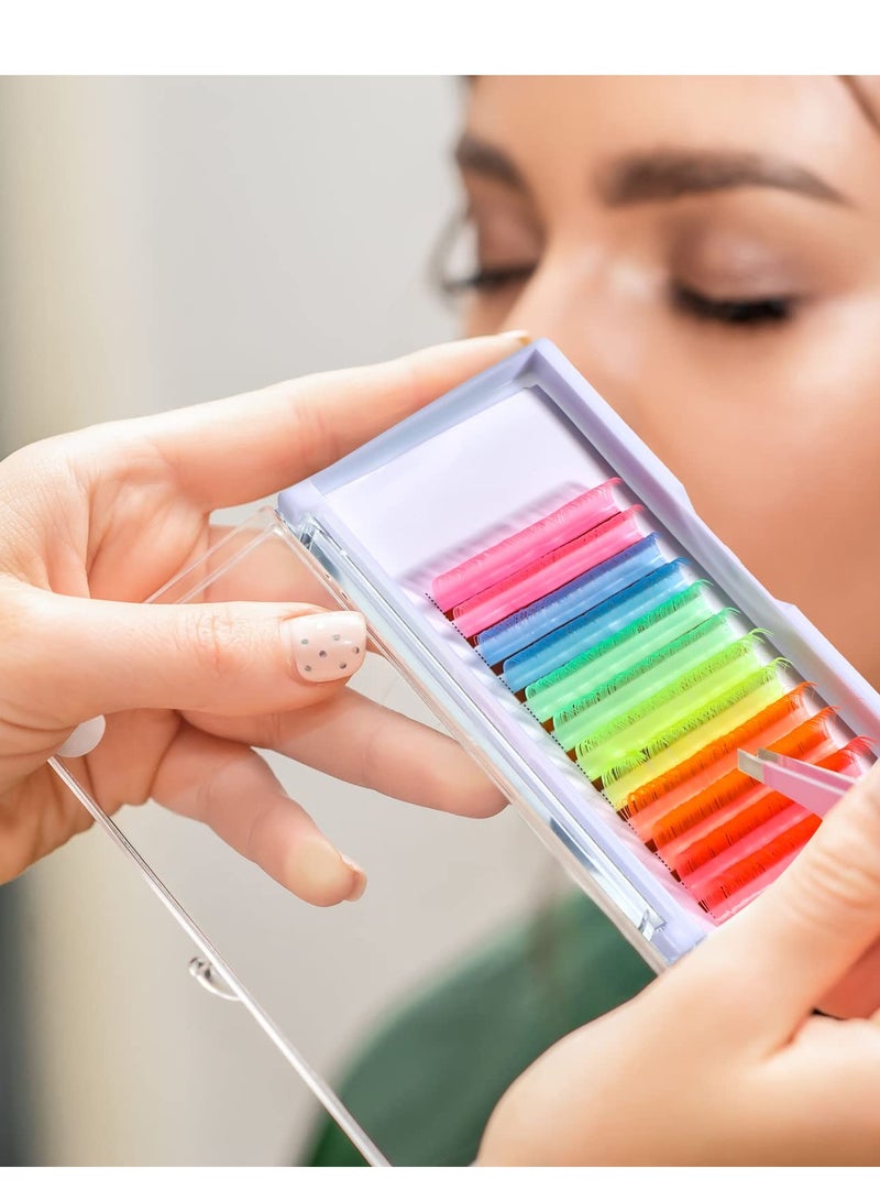 Excefore Color Volume Eyelash Extensions, Neon Color False Lashes, Party Makeup Eyelashes, Natural UV Curl, 15-20 mm Length,  0.07 Thickness Multi Color, Long-Lasting Curl Glow in The Dark Lash Extensions - Image 2
