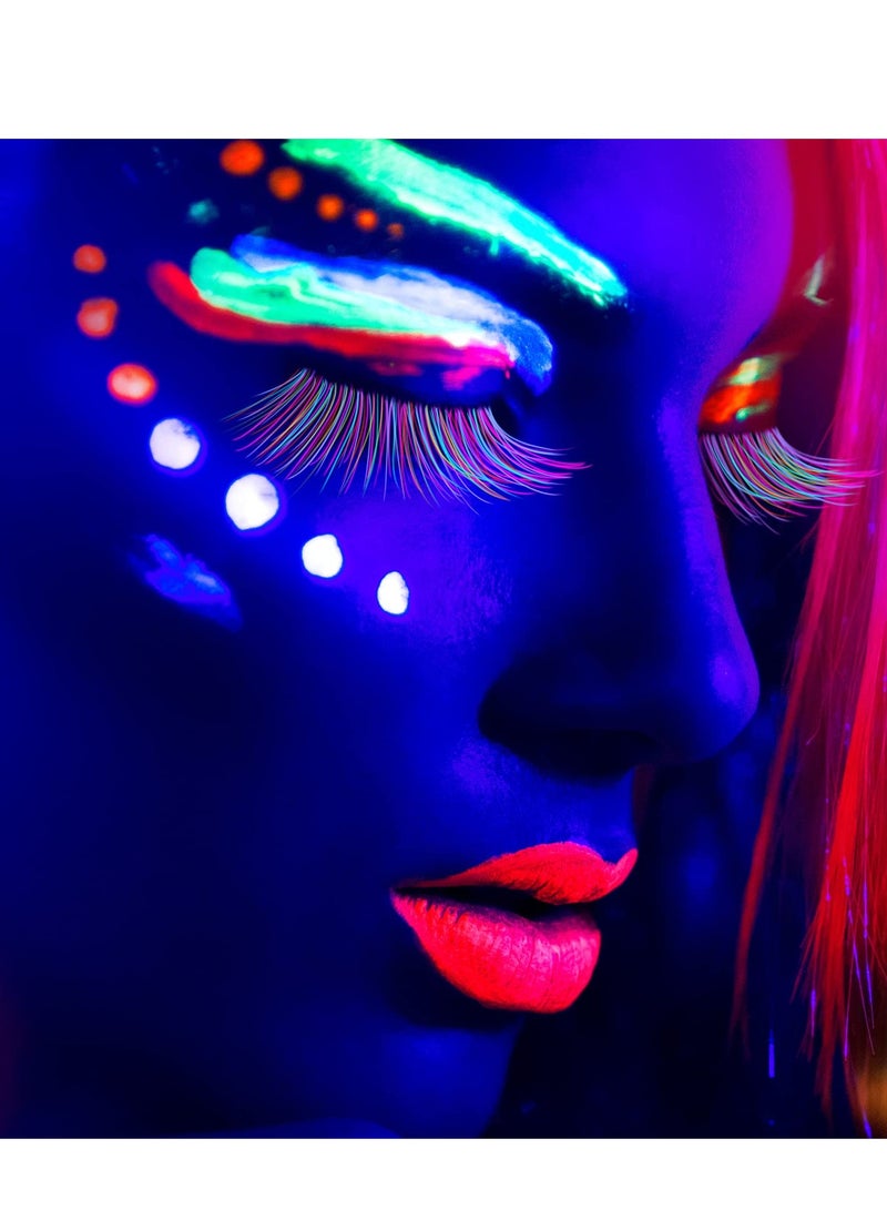 Excefore Color Volume Eyelash Extensions, Neon Color False Lashes, Party Makeup Eyelashes, Natural UV Curl, 15-20 mm Length,  0.07 Thickness Multi Color, Long-Lasting Curl Glow in The Dark Lash Extensions - Image 4