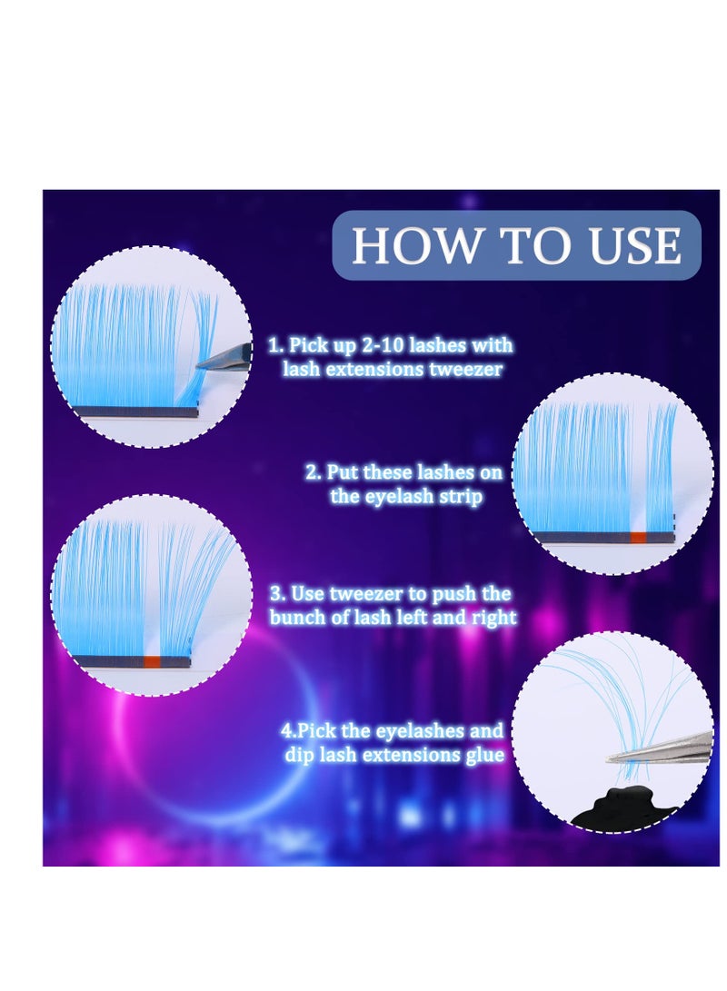 Excefore Color Volume Eyelash Extensions, Neon Color False Lashes, Party Makeup Eyelashes, Natural UV Curl, 15-20 mm Length,  0.07 Thickness Multi Color, Long-Lasting Curl Glow in The Dark Lash Extensions - Image 5