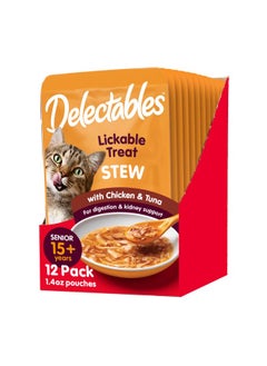 Hartz "Hartz Delectables Stew Senior Lickable Wet Cat Treats, Chicken & Tuna 1.4 Ounce (Pack of 12)"  - Image 1
