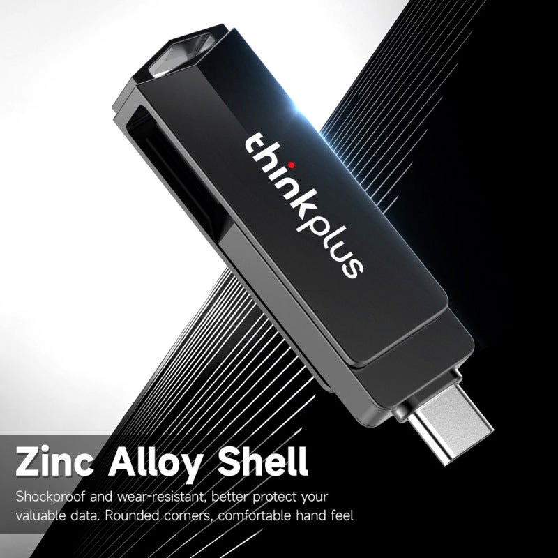 محرك أقراص فلاش USB بسعة 256 جيجابايت، بتصميم ثنائي المنفذ من نوع Type-C - تصميم دوار مقاوم للصدمات من سبائك الزنك، متوافق مع أجهزة متعددة - Image 4