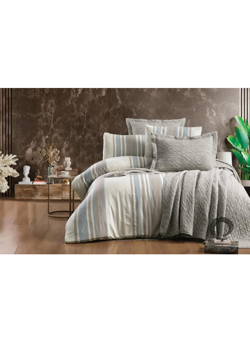 Zebra Casa - Laden Double Bedspread Set Mink - Image 1