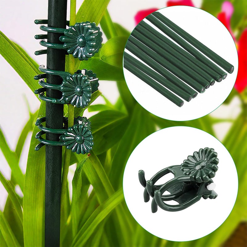 Vidroxin 10pcs 15.7" Plant Stakes with 15pcs Clips, Bendable Orchid Stakes and Clips Set Support Tall for Indoor/Outdoor Plants,Potted Plants,Single Stem Vines Flower Plant Support Sticks for Orchid Rose Peony - Image 4