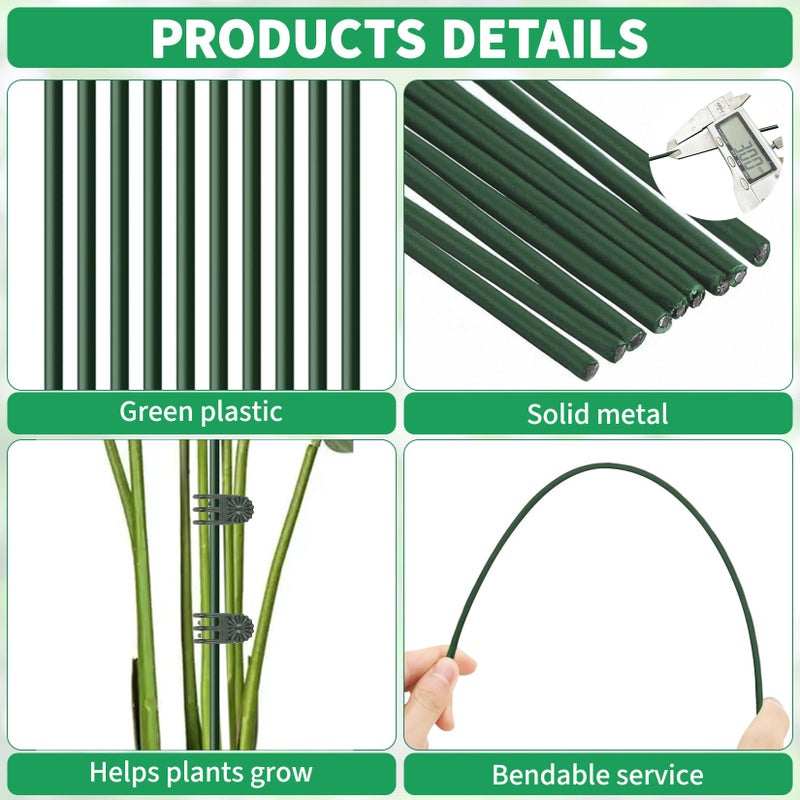 Vidroxin 10pcs 15.7" Plant Stakes with 15pcs Clips, Bendable Orchid Stakes and Clips Set Support Tall for Indoor/Outdoor Plants,Potted Plants,Single Stem Vines Flower Plant Support Sticks for Orchid Rose Peony - Image 3