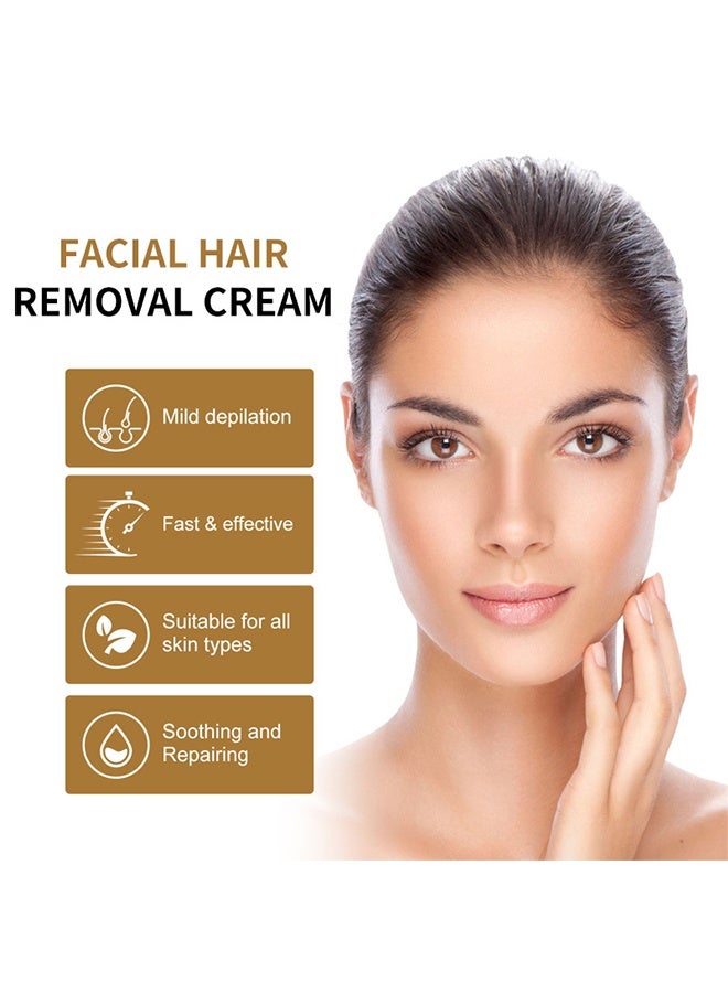 روزينو كريم إزالة شعر الوجه، كريم مزيل الشعر للوجه، مزيل الشعر بجوز الهند للشفاه العليا والذقن للنساء، مزيل شعر الوجه للبشرة الحساسة #جوز_الهند (50غ) - Image 2