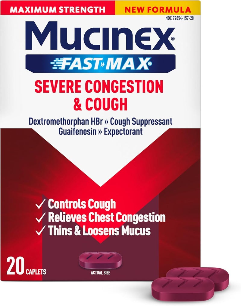 MUCINEX FastMax Severe Congestion Cough Medicine for Adults Cough Bothersome Mucus Relief with Dextromethorphan HBr Guaifenesin Cough Suppressant Expectorant Medicine 20 Count - Image 1