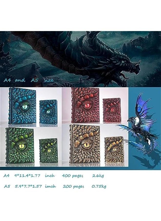 Generic - 3D Dragon Eye Embossed Journal,Resin Engraving Notebook,Dnd notebook for Dragon Lovers ，Blank Paper,Hardcover Travel Notepad for Writing,Sketchbook,Collection,Gift,Decoration A4 and A5 Size (A5-Glod - Image 1