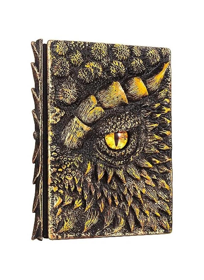 Generic - 3D Dragon Eye Embossed Journal,Resin Engraving Notebook,Dnd notebook for Dragon Lovers ，Blank Paper,Hardcover Travel Notepad for Writing,Sketchbook,Collection,Gift,Decoration A4 and A5 Size (A5-Glod - Image 1
