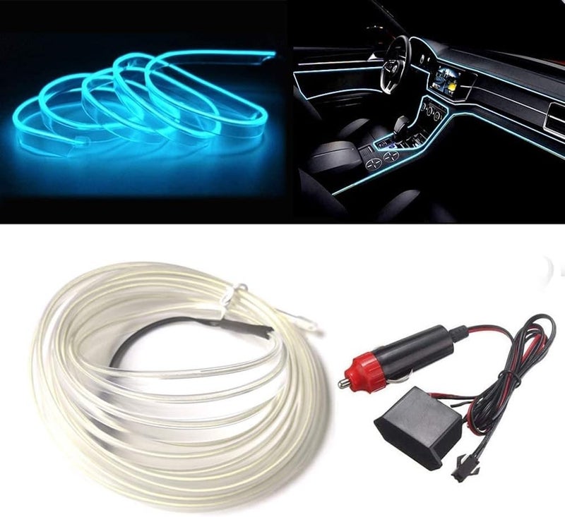 Automaze EL Wire 5m/16ft – Soft Dim Glow Neon Rope Light, Ideal for Dark Settings Only (Ice Blue, 12V DC) - Image 2