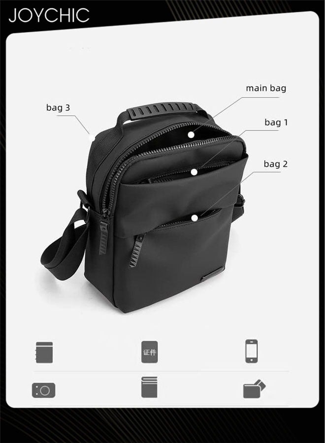 Joychic Trendy Nylon Waterproof Men Crossbody Bag Portable Shoulder Bag Casual Daypack with Adjustable Straps for Business Travel Cycling Black - Image 4