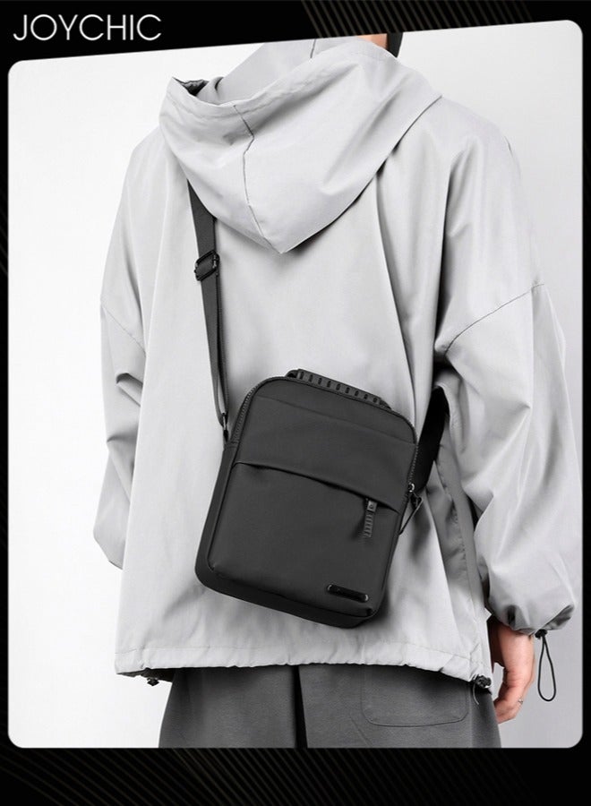 Joychic Trendy Nylon Waterproof Men Crossbody Bag Portable Shoulder Bag Casual Daypack with Adjustable Straps for Business Travel Cycling Black - Image 2