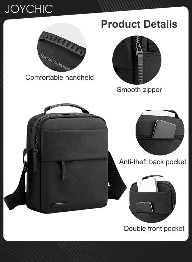Joychic Trendy Nylon Waterproof Men Crossbody Bag Portable Shoulder Bag Casual Daypack with Adjustable Straps for Business Travel Cycling Black - Image 5