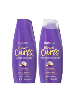 Aussie Aussie Miracle Curls Shampoo and Conditioner Set with coconut & australian jojoba oil-12.1 fl oz each  - Image 1