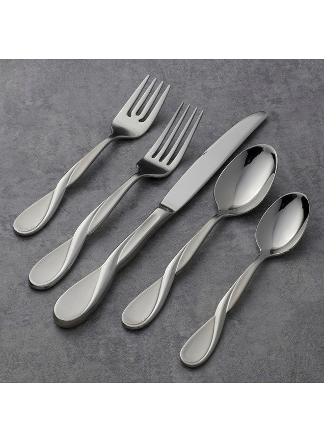 ONEIDA Oneida Satin Aquarius 5 Piece Fine Flatware Set, Service for 1 18/10 Stainless Steel, Silver  - Image 3