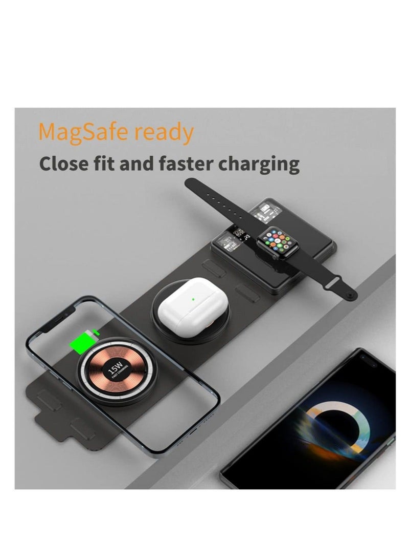 كابتن تيك Transparent Foldable Wireless Charger Station 3 in 1, Foldable Fast Wireless Charger, Travel Magnetic Wireless Charger, for Multiple Devices, for iPhone, AirPods, Apple Watch KSA | Riyadh, Jeddah - Image 2