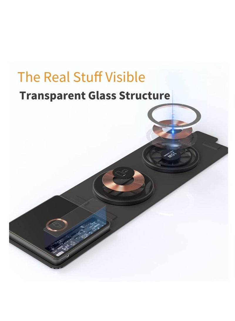 كابتن تيك Transparent Foldable Wireless Charger Station 3 in 1, Foldable Fast Wireless Charger, Travel Magnetic Wireless Charger, for Multiple Devices, for iPhone, AirPods, Apple Watch KSA | Riyadh, Jeddah - Image 5