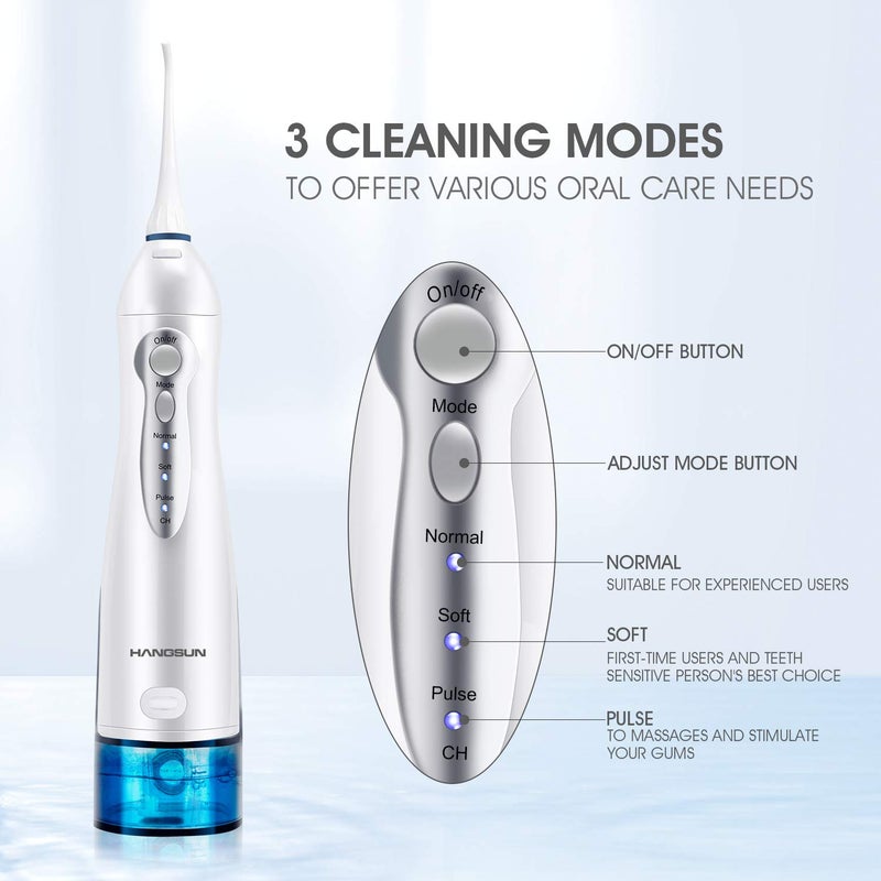 Hangsun Water Flossers for Teeth Cordless Rechargeable Dental Oral Irrigator Water Jet for Teeth Braces Care with 8 Jet Tips for Travel and Home Use (White) - Image 3
