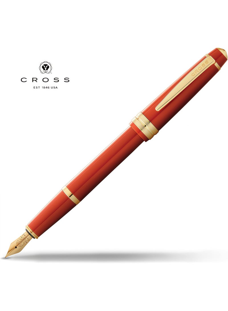 Cross Bailey Light Polished Black Resin Pen with Gold Nib (Amber Clip) - Image 1