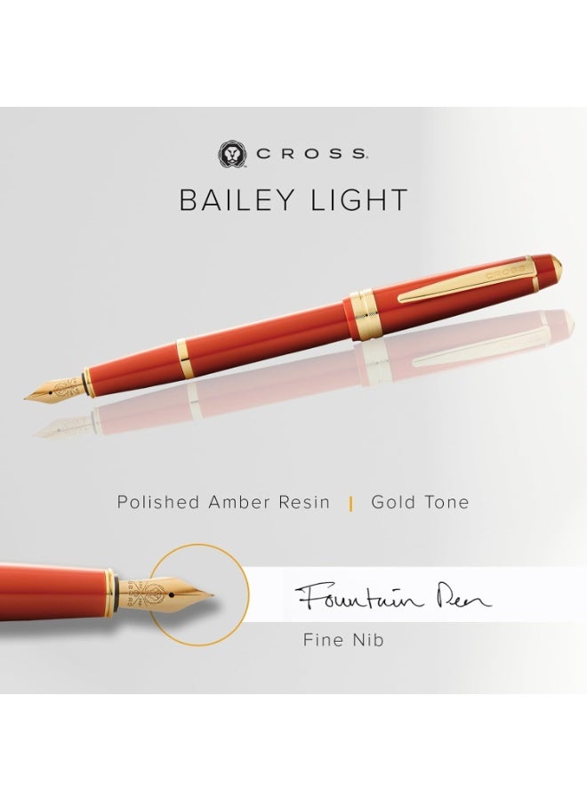 Cross Bailey Light Polished Black Resin Pen with Gold Nib (Amber Clip) - Image 2