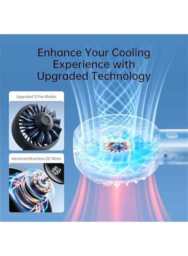 Handheld Fan Life4【5-Speed Turbo Wind Pro】,3600mAh Portable Rechargeable Fan with LED Display, Lanyard;Summer Essentials for Travel,Beach,Vacation,Makeup,Concerts-Black - Image 3