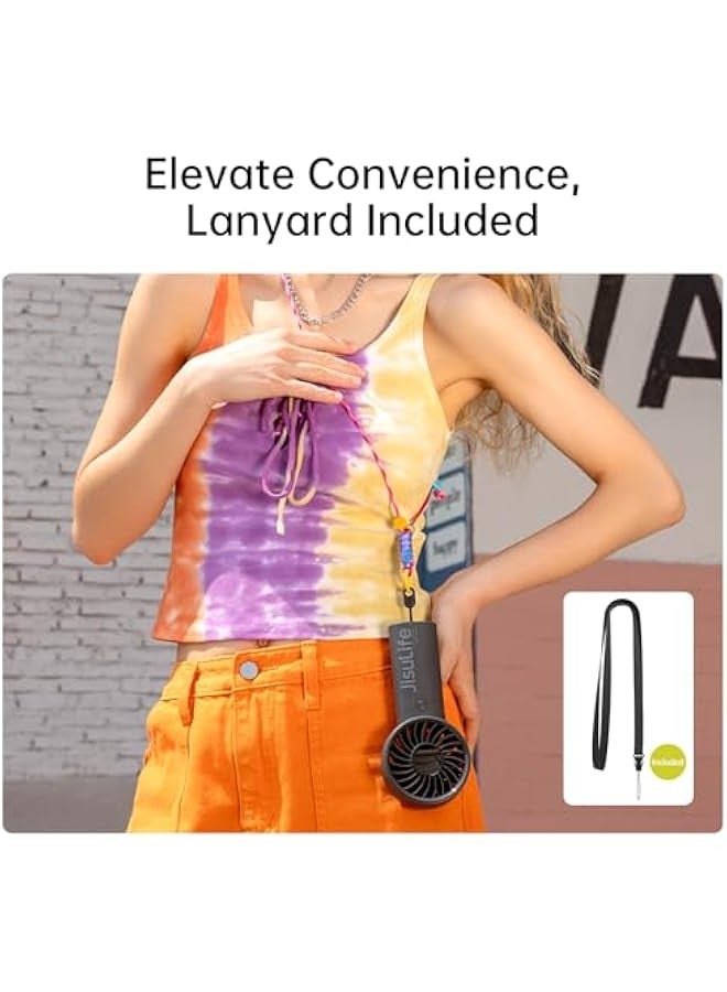 Handheld Fan Life4【5-Speed Turbo Wind Pro】,3600mAh Portable Rechargeable Fan with LED Display, Lanyard;Summer Essentials for Travel,Beach,Vacation,Makeup,Concerts-Black - Image 5