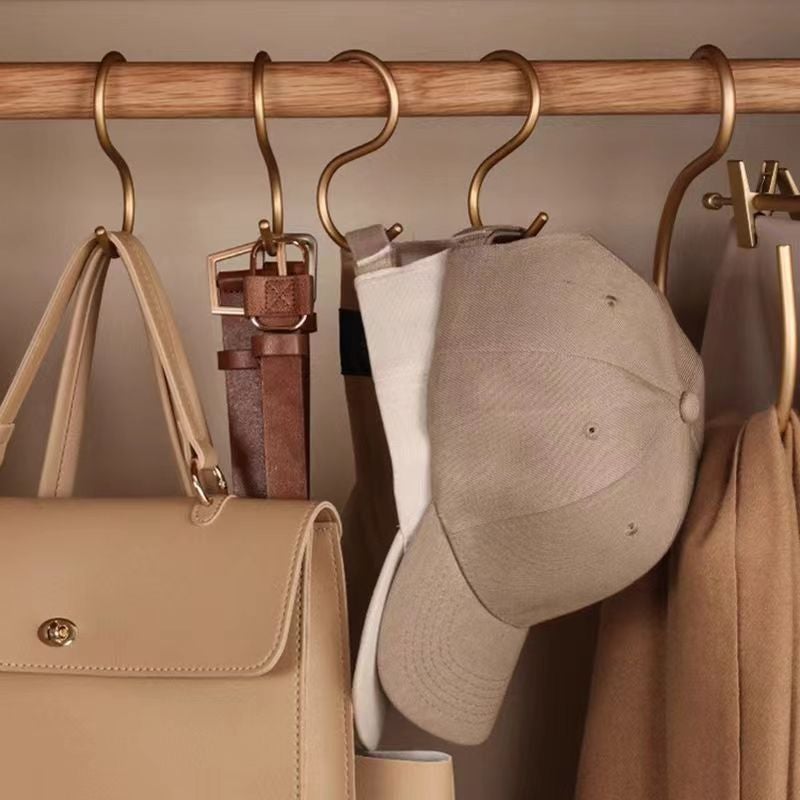 Multifunctional Aluminum Alloy S Hook Wardrobe Organizer for Belts, Ties and Scarves - Gold - Image 4