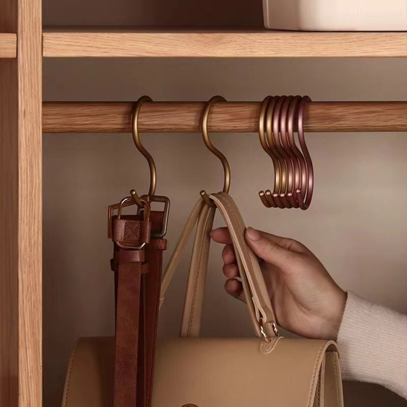 Multifunctional Aluminum Alloy S Hook Wardrobe Organizer for Belts, Ties and Scarves - Gold - Image 3