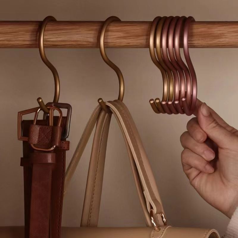 Multifunctional Aluminum Alloy S Hook Wardrobe Organizer for Belts, Ties and Scarves - Gold - Image 2