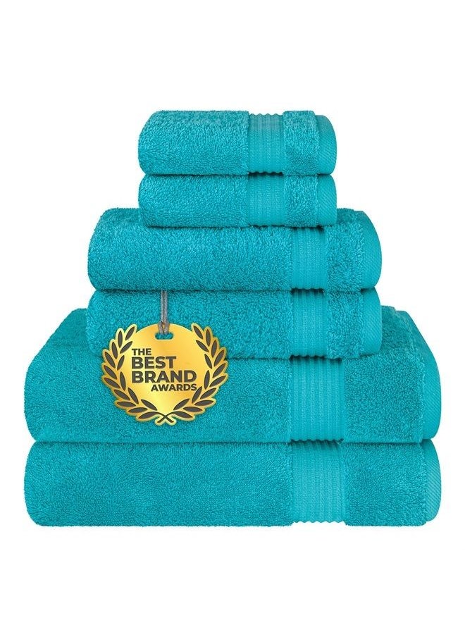 Cotton Paradise 6 Piece Towel Set for Bathroom, 100% Turkish Cotton Soft Absorbent, 2 Bath Towels 2 Hand Towels 2 Washcloths, Aqua Blue  - Image 1