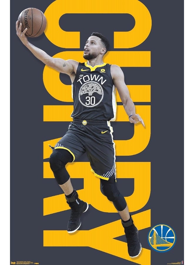 Home Trove Trends International Nba Golden State Warriors - Stephen Curry 18 Wall Poster, 22.375" X 34", Premium Unframed Version  - Image 1